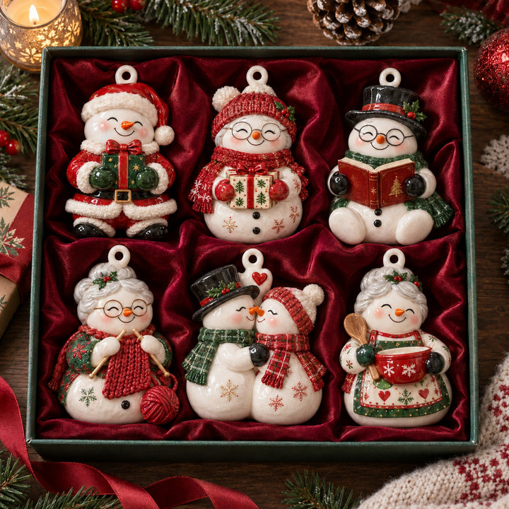 Festive Snowman Couple Acrylic Ornament Gift Set NCU0HT164