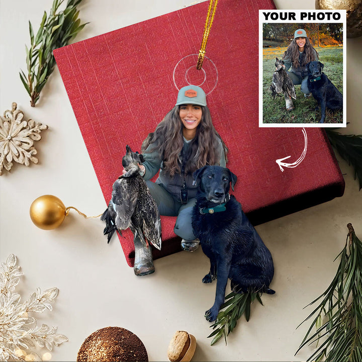 Field Hunt Duo - Personalized Photo Mica Ornament - Christmas Gift For Hunting Lovers
