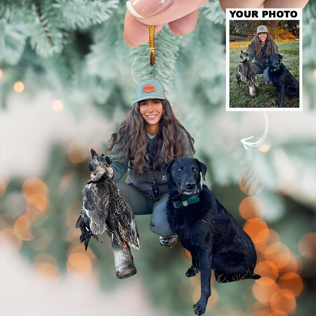 Field Hunt Duo - Personalized Photo Mica Ornament - Christmas Gift For Hunting Lovers
