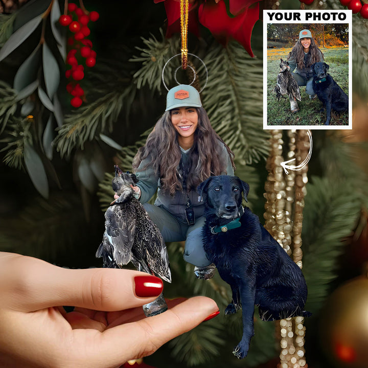 Field Hunt Duo - Personalized Photo Mica Ornament - Christmas Gift For Hunting Lovers