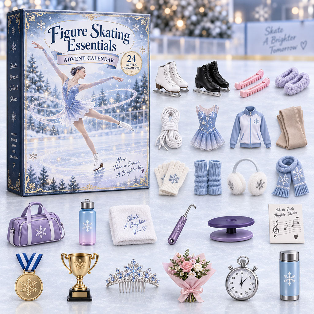 CHRISTMAS KICKOFF 40% OFF - Figure Skating Essentials Advent Calendar 2026 - 24-Day Festive Countdown, Acrylic Charms Blind Box - Gift For Figure Skater Lovers AC0NT333
