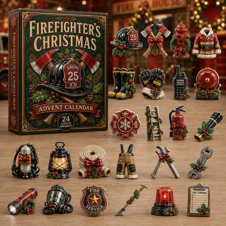 CHRISTMAS KICKOFF 40% OFF - Firefighter Christmas Advent Calendar 2026 - 24-Day Festive Countdown, Acrylic Charms Blind Box - Gift For Firefighter AC0TM264