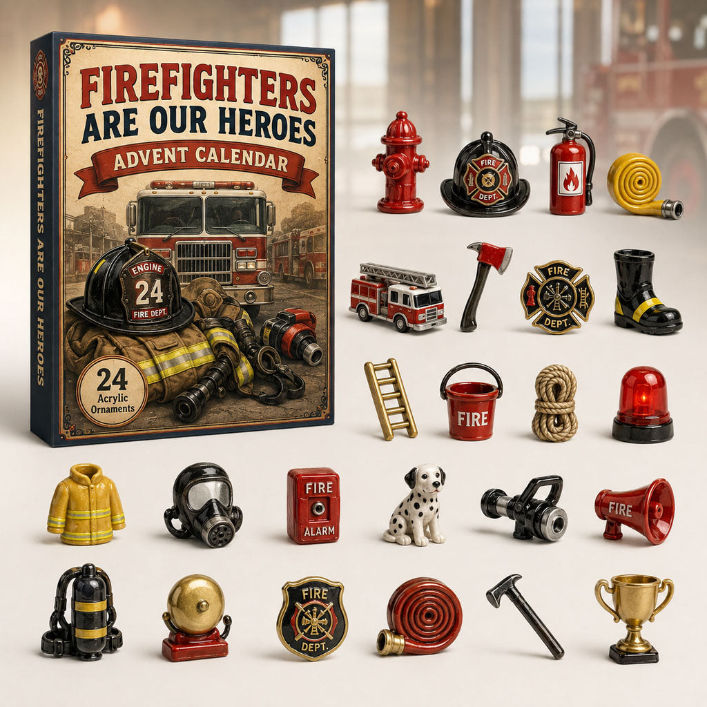 CHRISTMAS KICKOFF 40% OFF - Firefighter Heroes Advent Calendar 2026 - 24-Day Festive Countdown, Acrylic Charms Blind Box - Gift For Firefighter AC0TM261
