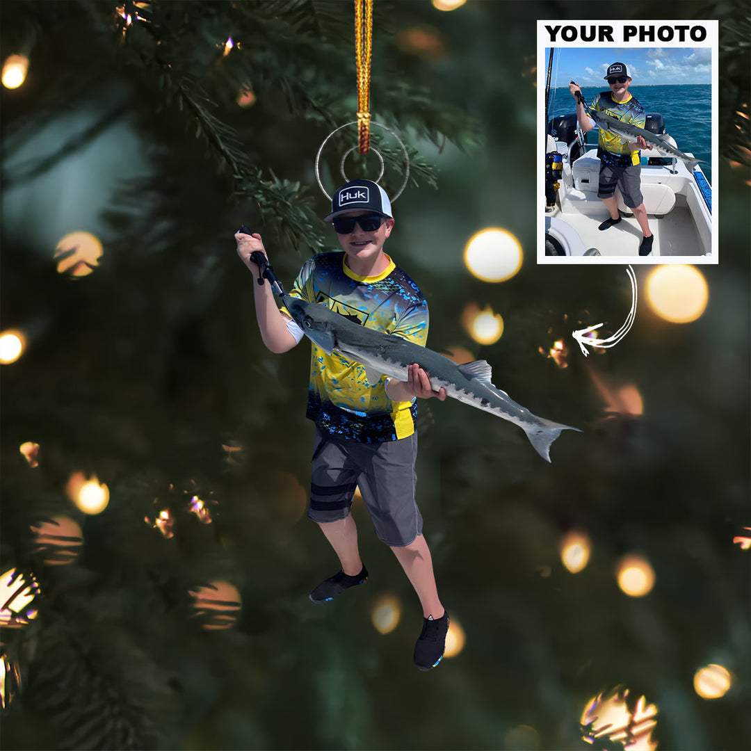First Big Catch - Personalized Photo Mica Ornament - Christmas Gift For Fishing Lovers