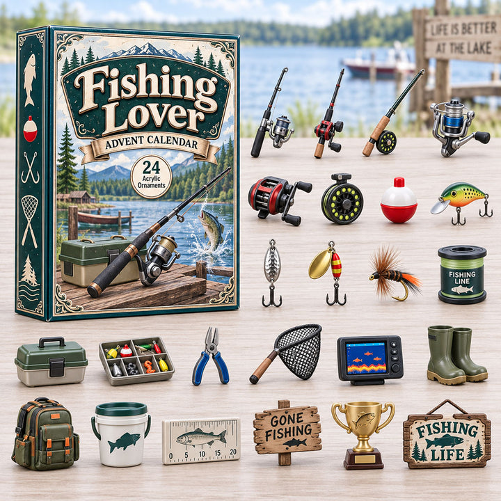 CHRISTMAS KICKOFF 40% OFF - Fishing Lover Advent Calendar 2026 - 24-Day Festive Countdown, Acrylic Charms Blind Box - Gift For Outdoor Hobby Lovers AC0HA256