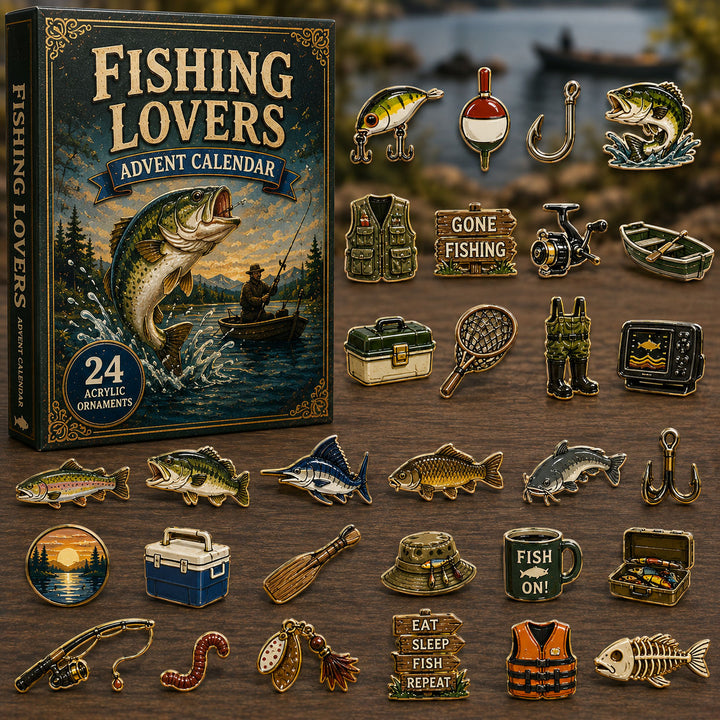 CHRISTMAS KICKOFF 40% OFF - Fishing Lover Advent Calendar 2026 - 24-Day Festive Countdown, Acrylic Charms Blind Box - Gift For Fish Lovers