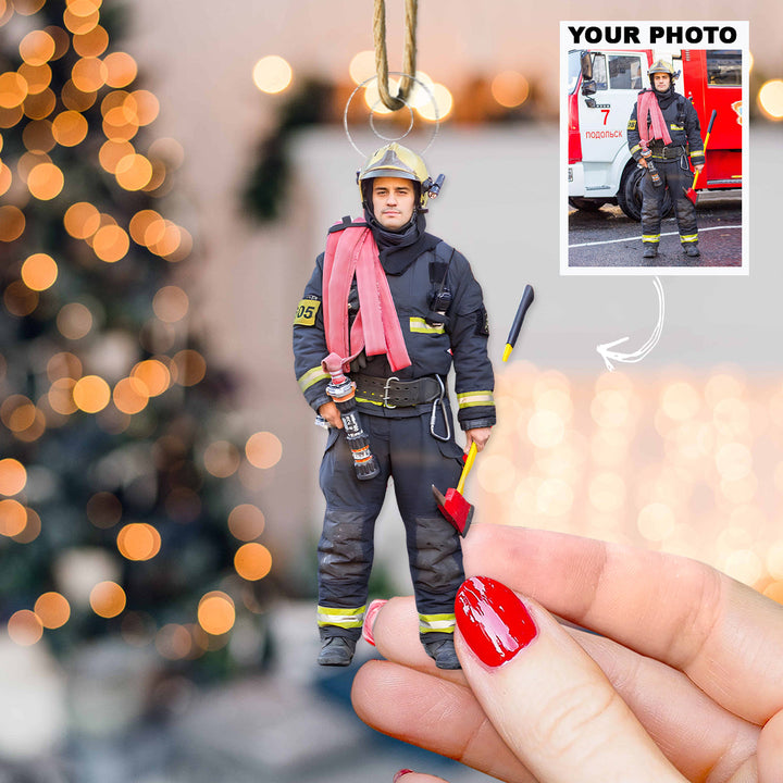 Flame Guard - Personalized Photo Mica Ornament - Christmas Gift For Firefighter