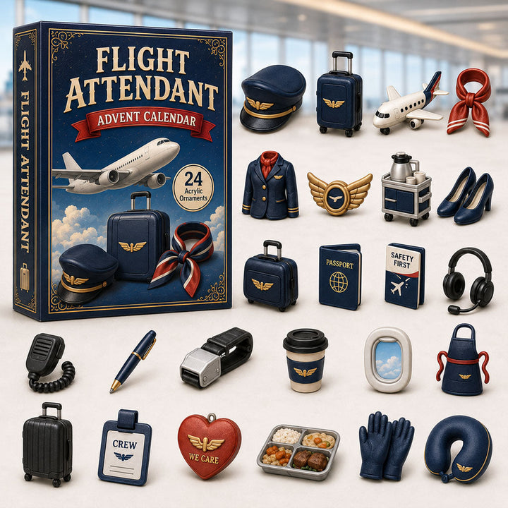 CHRISTMAS KICKOFF 40% OFF - Flight Attendant Advent Calendar 2026 - 24-Day Festive Countdown, Acrylic Charms Blind Box - Gift For Job Lovers AC0HA229