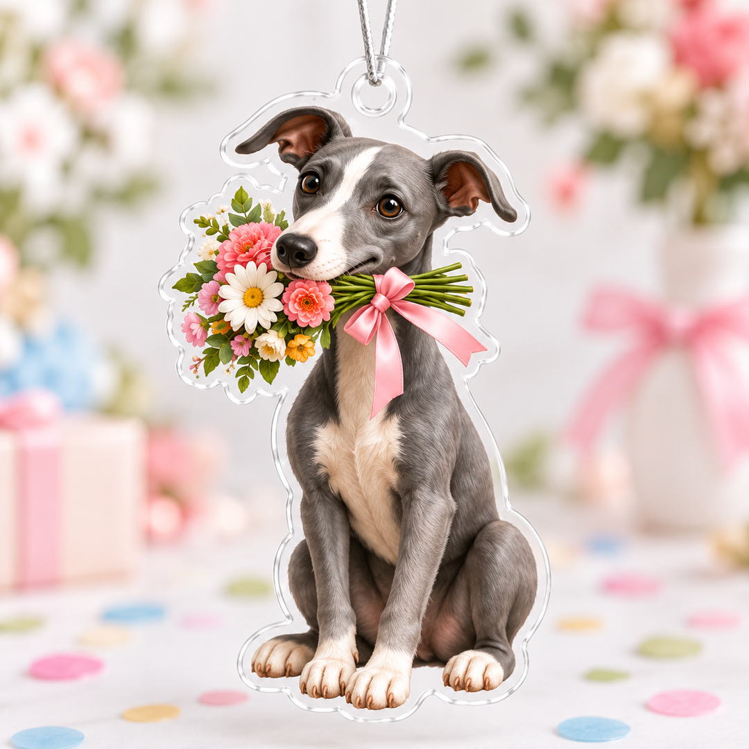 Flower Greyhound Mica Ornament NCU0NT106