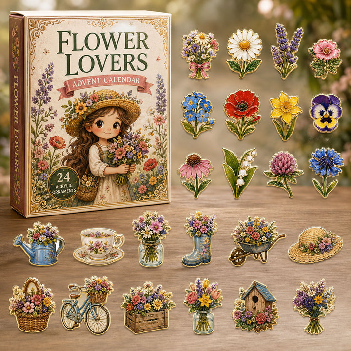 CHRISTMAS KICKOFF 40% OFF - Flower Lovers Advent Calendar 2026 - 24-Day Festive Countdown, Acrylic Charms Blind Box - Gift For Gardening Lovers AC0TM037