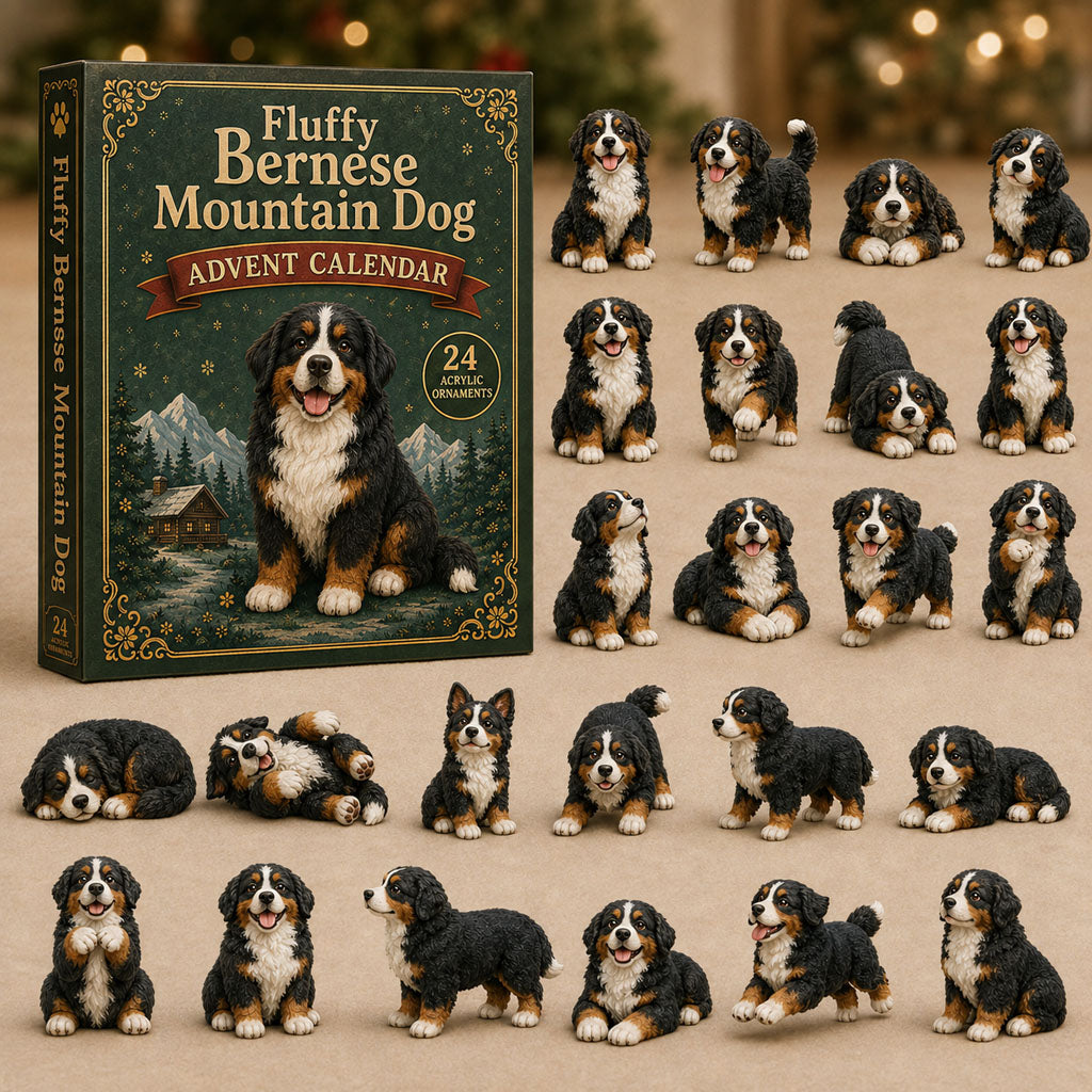 CHRISTMAS KICKOFF 40% OFF - Fluffy Bernese Mountain Dog Advent Calendar 2026 - 24-Day Festive Countdown, Acrylic Charms Blind Box - Gift For Bernese Mountain Dog Lovers AC0NT165