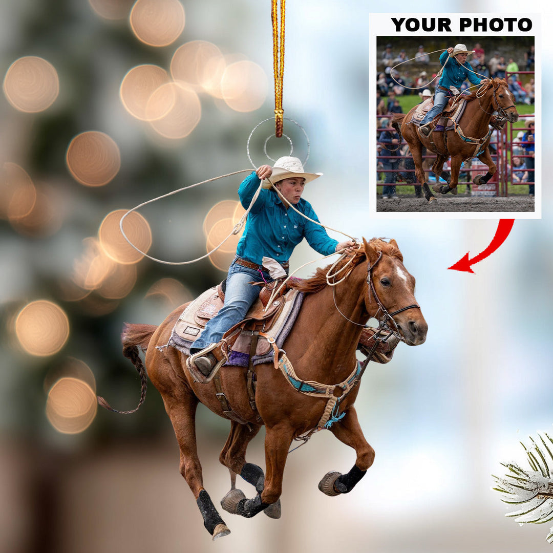 Fly With Strength - Personalized Photo Mica Ornament - Christmas Gift For Horse Lovers