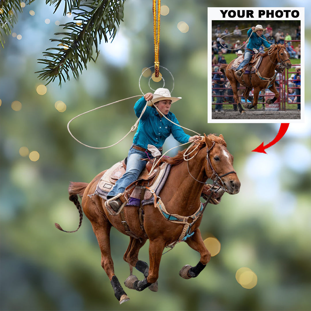 Fly With Strength - Personalized Photo Mica Ornament - Christmas Gift For Horse Lovers