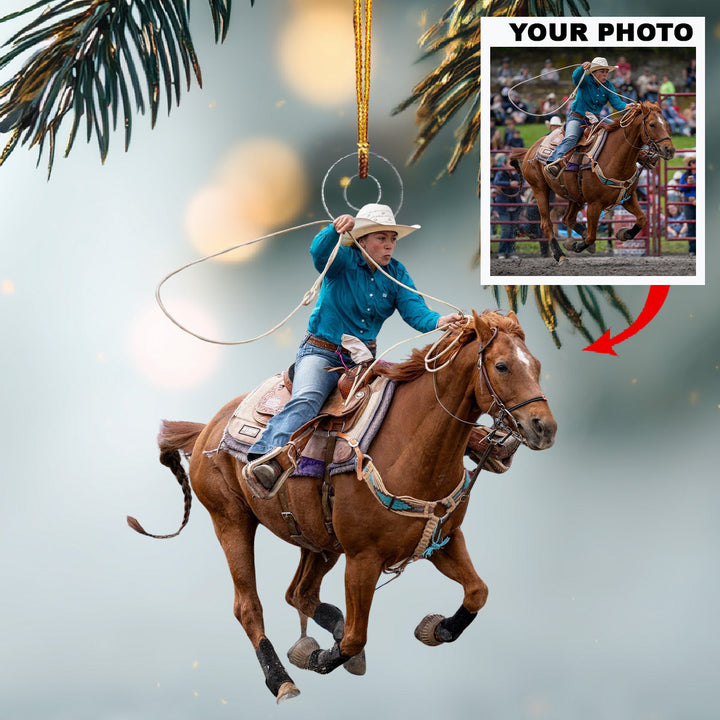 Fly With Strength - Personalized Photo Mica Ornament - Christmas Gift For Horse Lovers