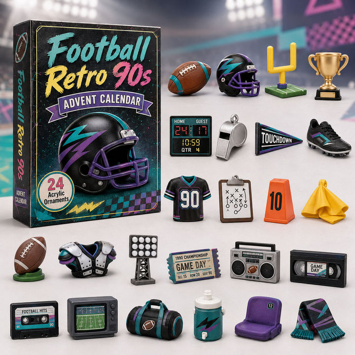 CHRISTMAS KICKOFF 40% OFF - Football Retro 90s Advent Calendar 2026 - 24-Day Festive Countdown, Acrylic Charms Blind Box - Gift For Football Lovers AC0HA054