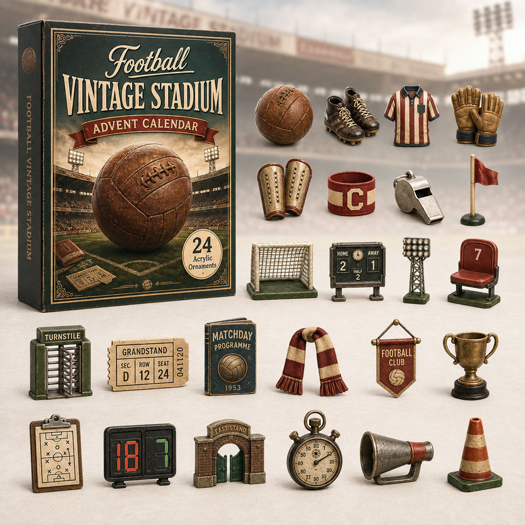 CHRISTMAS KICKOFF 40% OFF - Football Vintage Stadium Advent Calendar 2026 - 24-Day Festive Countdown, Acrylic Charms Blind Box - Gift For Football Lovers AC0HA055