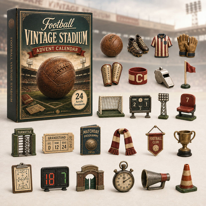 CHRISTMAS KICKOFF 40% OFF - Football Vintage Stadium Advent Calendar 2026 - 24-Day Festive Countdown, Acrylic Charms Blind Box - Gift For Football Lovers AC0HA055