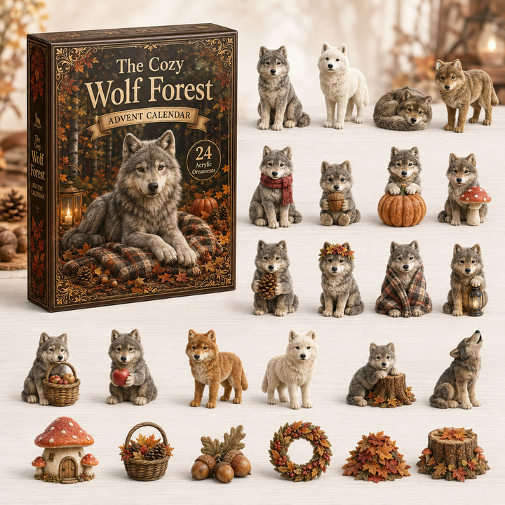 CHRISTMAS KICKOFF 40% OFF - Forest Wolf Advent Calendar 2026 - 24-Day Festive Countdown, Acrylic Charms Blind Box - Gift For Wolf Lovers AC0TH051