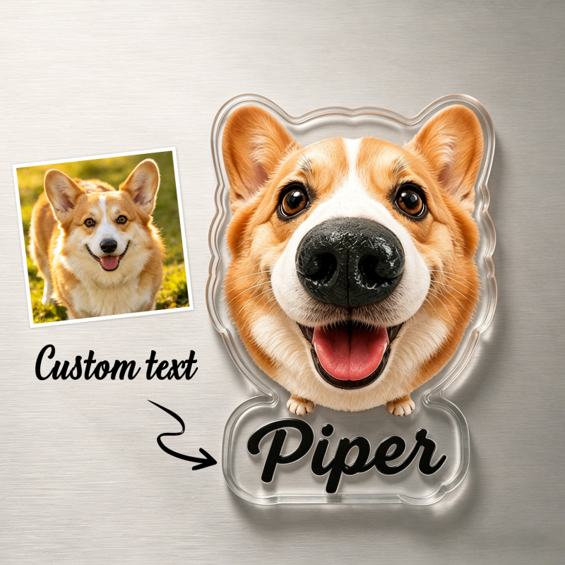 Forever Boops - Personalized Photo Squishy Acrylic Fridge Magnet - Gifts For Dog Lovers, Cat Lovers, Pet Lovers