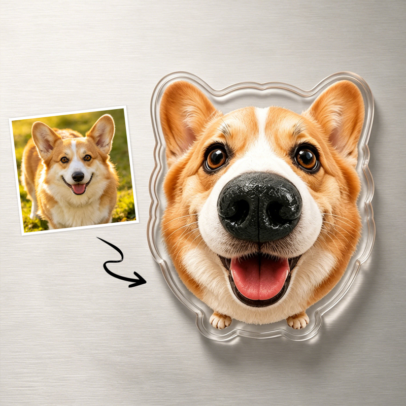 Forever Boops - Personalized Photo Squishy Acrylic Fridge Magnet - Gifts For Dog Lovers, Cat Lovers, Pet Lovers