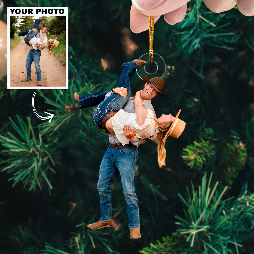 Forever Yours - Personalized Photo Mica Ornament - Christmas Gift For Couple