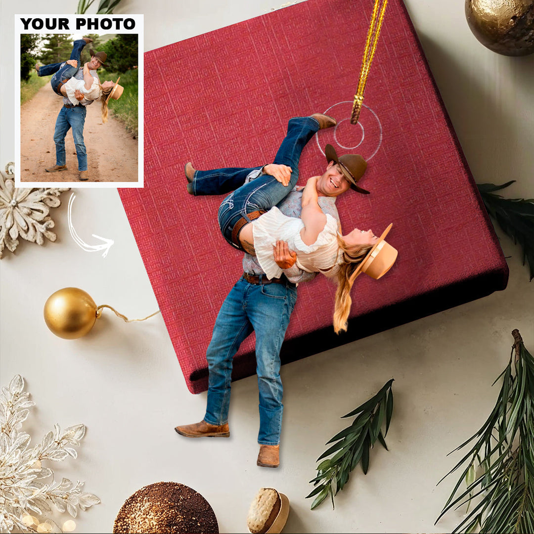 Forever Yours - Personalized Photo Mica Ornament - Christmas Gift For Couple