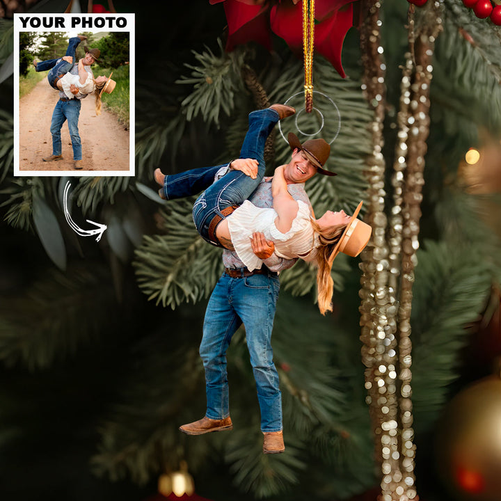 Forever Yours - Personalized Photo Mica Ornament - Christmas Gift For Couple