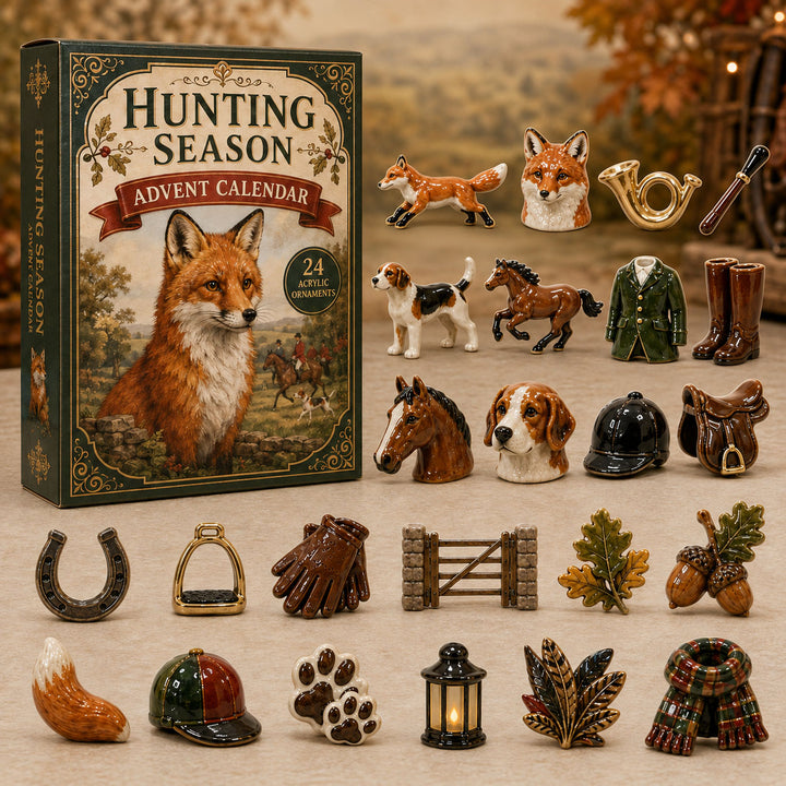 CHRISTMAS KICKOFF 40% OFF - Fox Hunting Season Advent Calendar 2026 - 24-Day Festive Countdown, Acrylic Charms Blind Box - Gift For Hunting Lovers