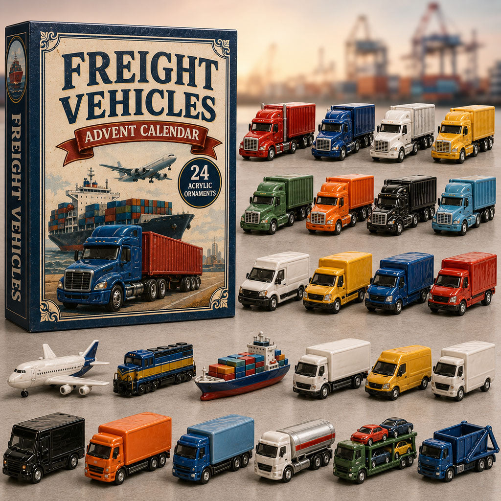 CHRISMAST KICKOFF 40% OFF - Freight Vehicles Transport Advent Calendar 2026 - 24-Day Festive Countdown, Acrylic Charms Blind Box - Gift For Vehicle Lovers AC0TM223