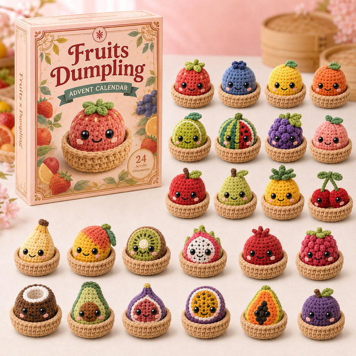 CHRISMAST KICKOFF 40% OFF - Fruits Dumpling Crochet Advent Calendar 2026 - 24-Day Festive Countdown, Acrylic Charms Blind Box - Gift For Crochet Lovers AC0TH163