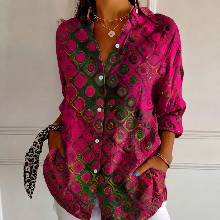 Fuchsia Mirage Women's Plus Size Casual Shirt Long Sleeve NCU0PT167