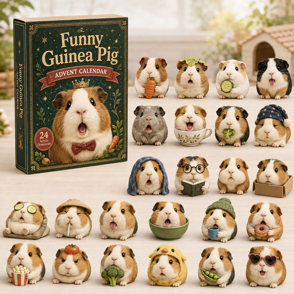 CHRISTMAS KICKOFF 40% OFF - Funny Guinea Pig Daily Advent Calendar 2026 - 24-Day Festive Countdown, Acrylic Charms Blind Box - Gift For Guinea Pig Lovers AC0TH103