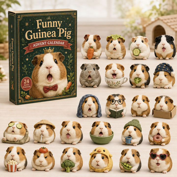 CHRISTMAS KICKOFF 40% OFF - Funny Guinea Pig Daily Advent Calendar 2026 - 24-Day Festive Countdown, Acrylic Charms Blind Box - Gift For Guinea Pig Lovers AC0TH103