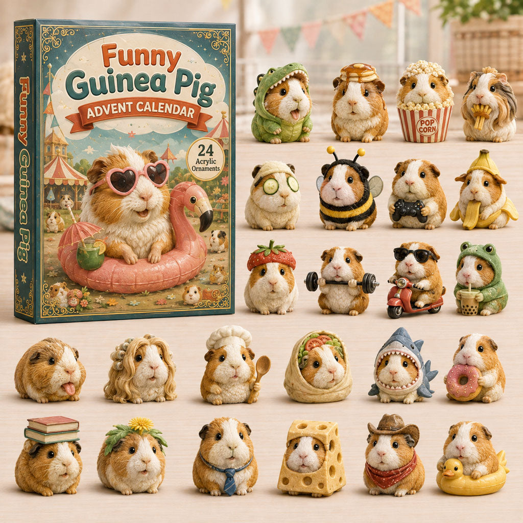CHRISTMAS KICKOFF 40% OFF - Funny Guinea Pig Vacation Advent Calendar 2026 - 24-Day Festive Countdown, Acrylic Charms Blind Box - Gift For Guinea Pig Lovers AC0TH101