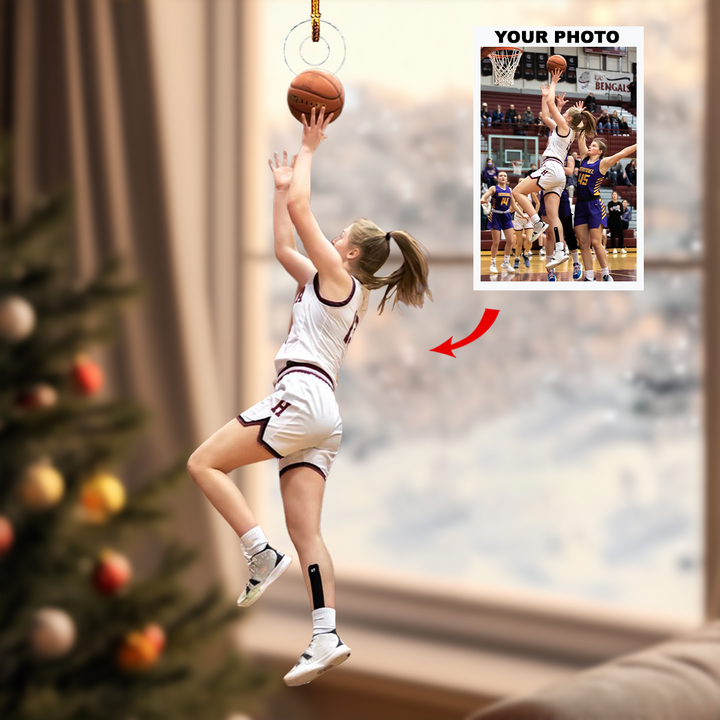 Game Day Glory - Personalized Photo Mica Ornament - Gift For Basketball Players, Basketball Lovers, Family Members