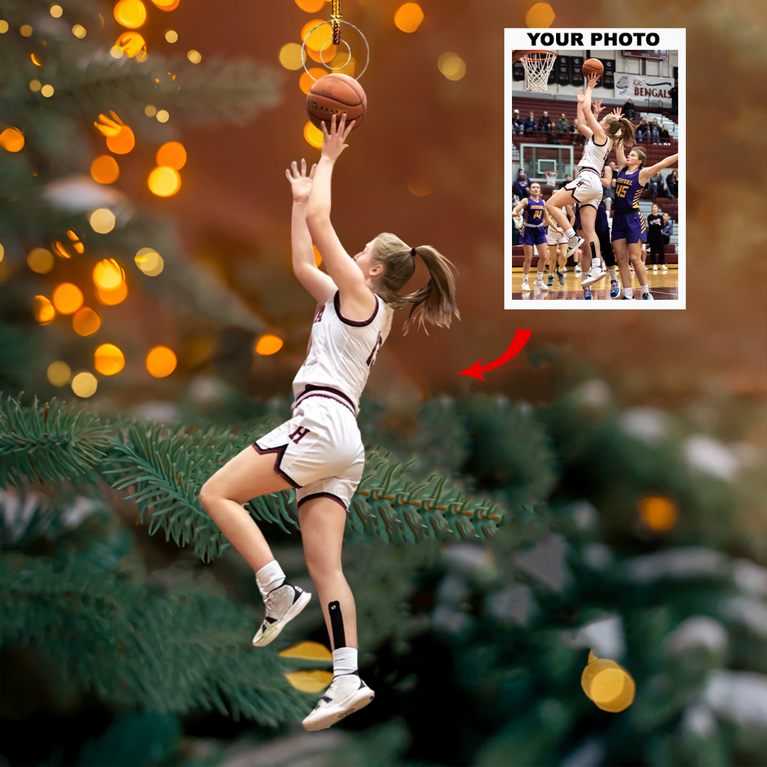 Game Day Glory - Personalized Photo Mica Ornament - Gift For Basketball Players, Basketball Lovers, Family Members