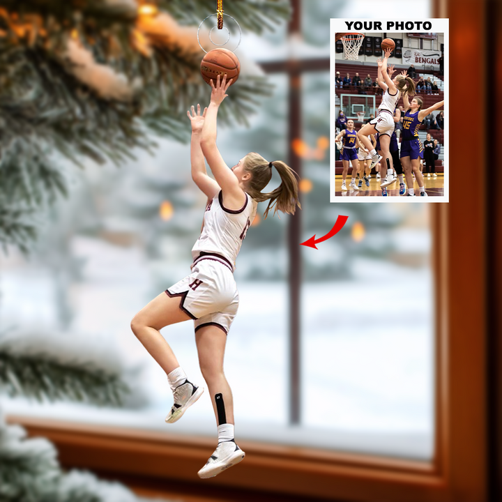 Game Day Glory - Personalized Photo Mica Ornament - Gift For Basketball Players, Basketball Lovers, Family Members