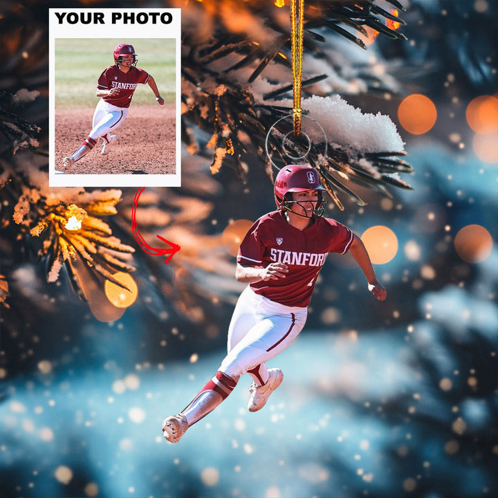 Golden Glow - Personalized Photo Mica Ornament - Christmas Gift For Baseball Players, Baseball Lovers