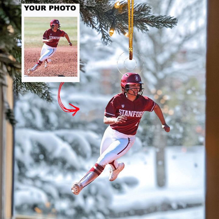 Golden Glow - Personalized Photo Mica Ornament - Christmas Gift For Baseball Players, Baseball Lovers