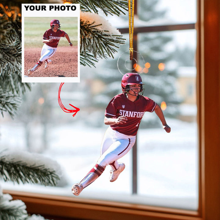 Golden Glow - Personalized Photo Mica Ornament - Christmas Gift For Baseball Players, Baseball Lovers