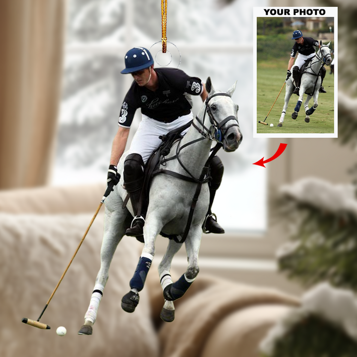 Galloping Glory - Personalized Photo Mica Ornament - Gift For Polo Lovers, Family Members
