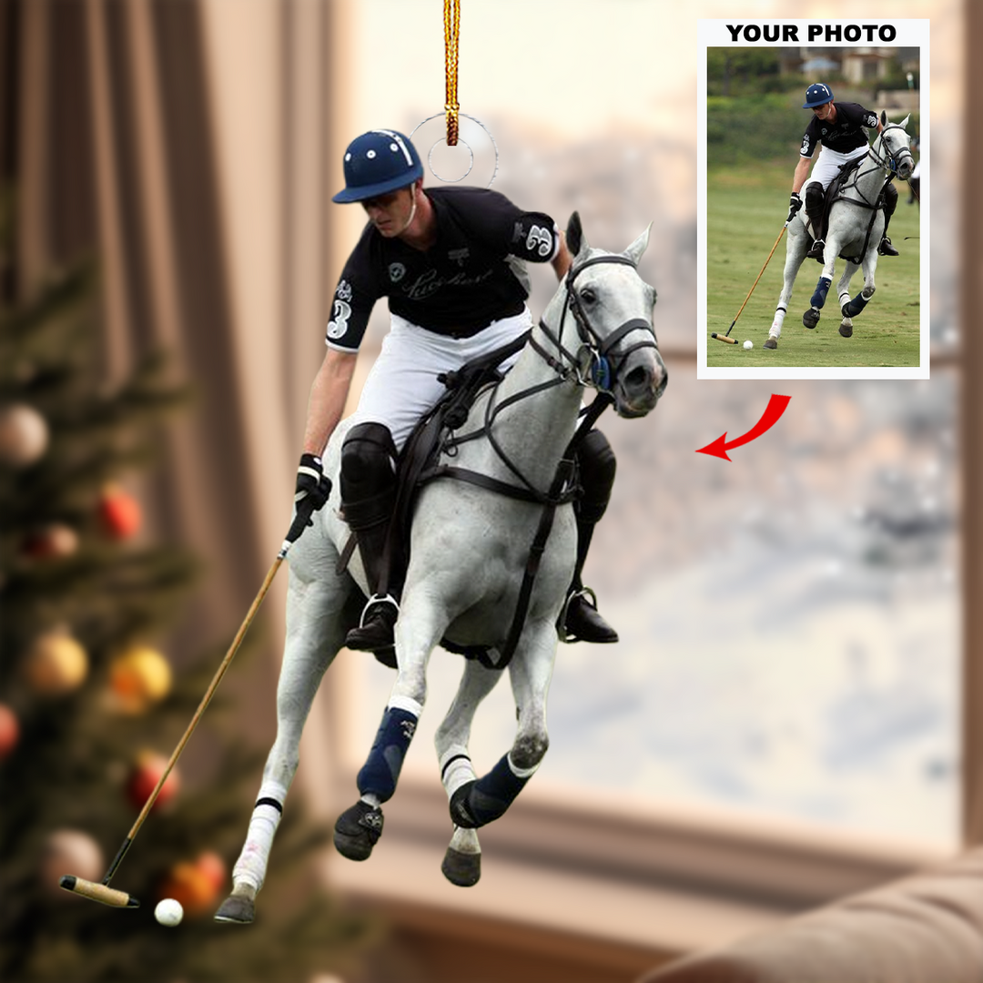 Galloping Glory - Personalized Photo Mica Ornament - Gift For Polo Lovers, Family Members