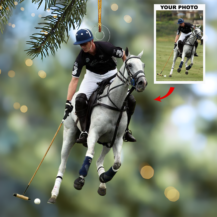 Galloping Glory - Personalized Photo Mica Ornament - Gift For Polo Lovers, Family Members