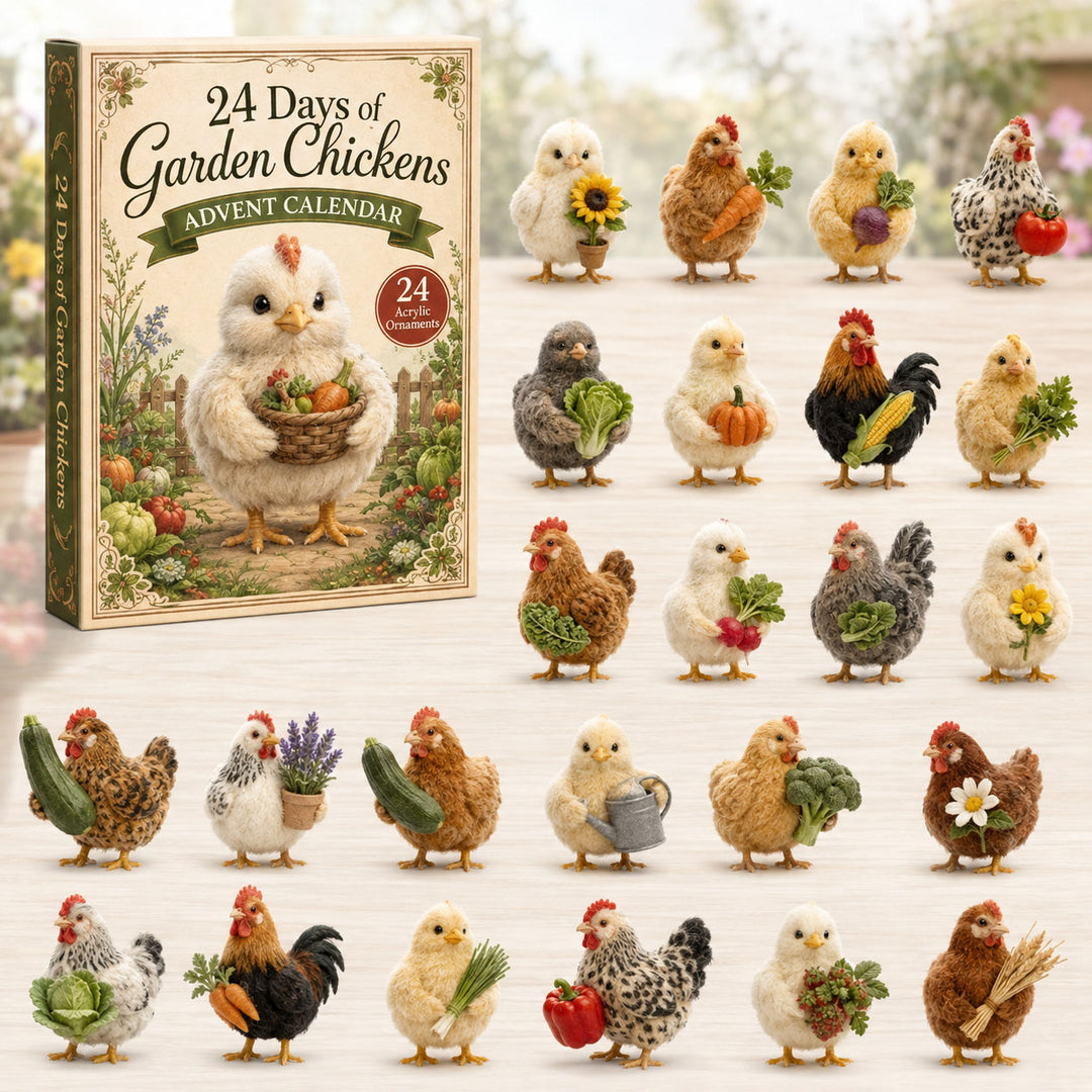 CHRISTMAS KICKOFF 40% OFF - Garden Chicken Advent Calendar 2026 - 24-Day Festive Countdown, Acrylic Charms Blind Box - Gift For Farmhouse Lovers