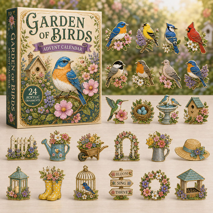 CHRISTMAS KICKOFF 40% OFF - Garden Of Birds Advent Calendar 2026 - 24-Day Festive Countdown, Acrylic Charms Blind Box - Gift For Gardening Lovers AC0TM041