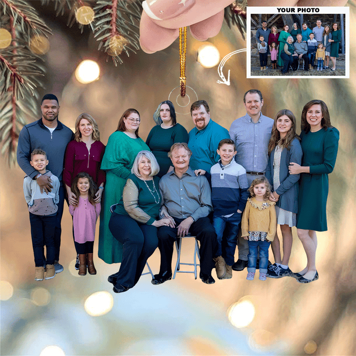 Gathered Together - Personalized Photo Mica Ornament - Gift For Family Members