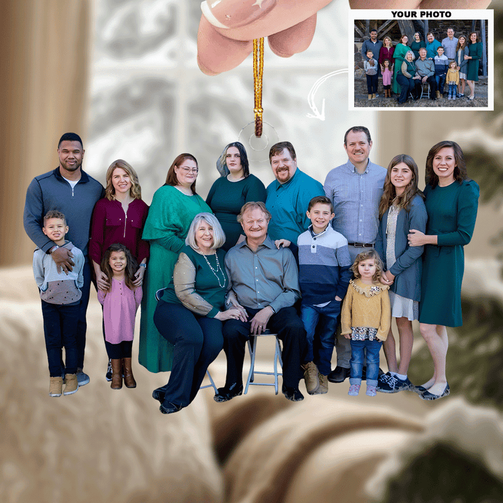 Gathered Together - Personalized Photo Mica Ornament - Gift For Family Members