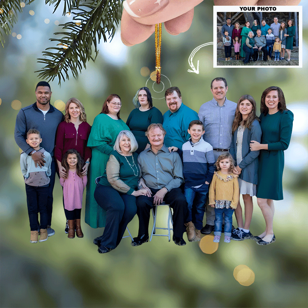 Gathered Together - Personalized Photo Mica Ornament - Gift For Family Members