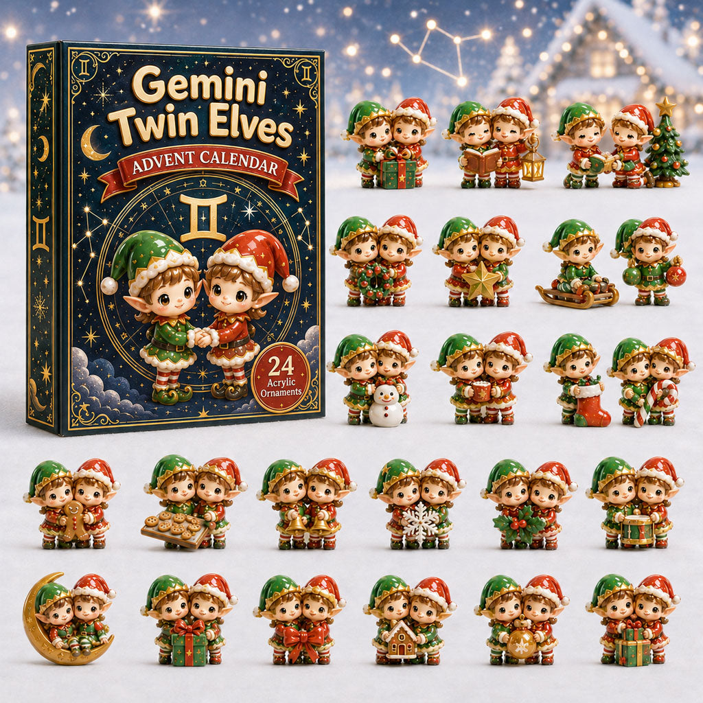 CHRISTMAS KICKOFF 40% OFF - Gemini Twin Elves Christmas Advent Calendar 2026 - 24-Day Festive Countdown, Acrylic Charms Blind Box - Gift For Astrology Lovers AC0HA198