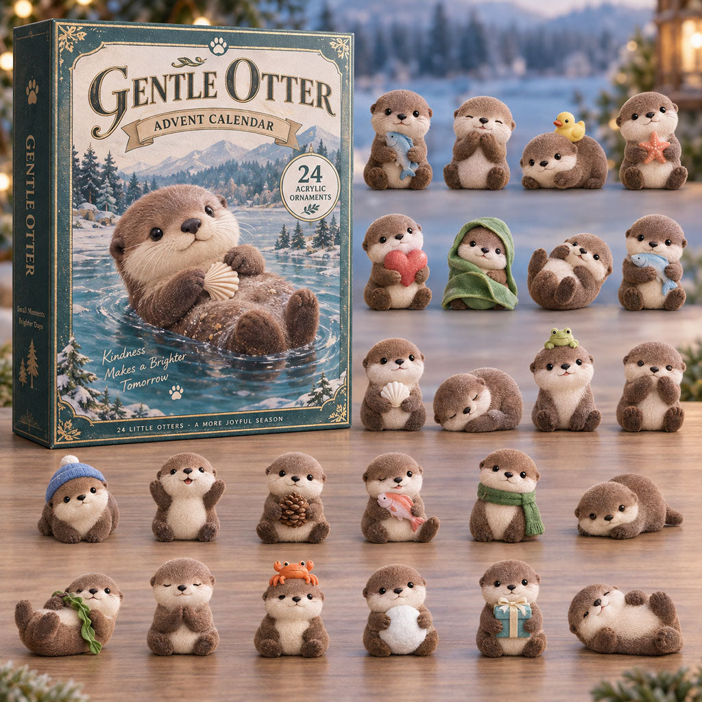 CHRISTMAS KICKOFF 40% OFF - Gentle Otter Advent Calendar 2026 - 24-Day Festive Countdown, Acrylic Charms Blind Box - Gift For Otter Lovers AC0TM271